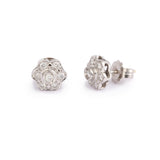 Boucles d'Oreilles Marguerite Diamants 1 Carat Or Gris 18 Carats