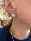 Boucles d'Oreilles Marguerite Diamants 1 Carat Or Gris 18 Carats
