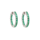 1.60 carats Emeralds 18 carat white gold hoop earrings