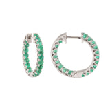 1.60 carats Emeralds 18 carat white gold hoop earrings