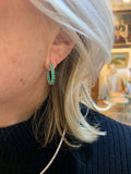 1.60 carats Emeralds 18 carat white gold hoop earrings