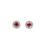 Boucles d'Oreilles Rubis Birman Diamants Or Gris 18 Carats
