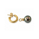 10mm Tahitian Pearls 18 Carats Yellow Gold Hoop Earrings