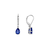 Boucles d'Oreilles Dormeuses Tanzanites Poires Or Gris 18 Carats