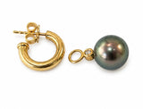 10mm Tahitian Pearls 18 Carats Yellow Gold Hoop Earrings