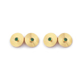 Boutons de Manchettes Vintage Disques Emeraudes Or Jaune 18 Carats