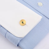 Boutons de Manchettes Vintage Disques Emeraudes Or Jaune 18 Carats