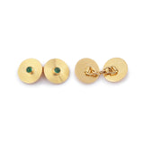 Boutons de Manchettes Vintage Disques Emeraudes Or Jaune 18 Carats