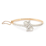 Bracelet Jonc 3 carat Diamants Taille Ancienne Platine Or Jaune 18 Carats