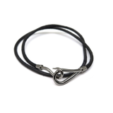 Bracelet Hermès Jumbo Double Métal Argenté Cuir