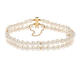 Bracelet de Perles 2 Rangs Or Jaune 18 Carats