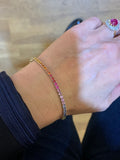 5 Carats Rainbow Sapphire 18 Carats White Gold Tennis Bracelet