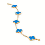 Van Cleef & Arpels Vintage Alhambra 5 Motifs Blue Agate 18 Carats Yellow Gold Bracelet