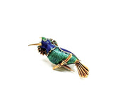 Enamel 18 Carat Yellow Gold Green Woodpecker Brooch