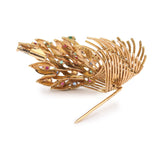 Retro Tutti Frutti 18K Yellow Gold Leaf Brooch