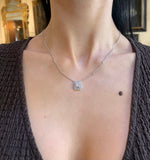 Collier Diamants Effet Taille Emeraude Or Gris 18 Carats