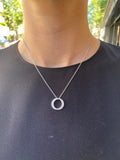 Collier Deux Cercles Pavage Diamants Or Gris 18 Carats