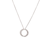 Collier Deux Cercles Pavage Diamants Or Gris 18 Carats
