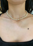 Collier de Perles 38 cm et Billes d'Or Jaune 18 Carats