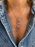 Collier Gouttes Améthystes Or Gris 18 Carats
