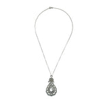 Pendentif Ancien Goutte Et Nœud Indien Diamants Argent Or Jaune 14 Carats