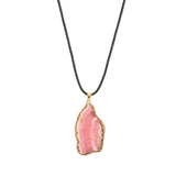 Grand Pendentif Vintage Tranche Rhodochrosite Or Jaune 18 Carats