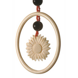 A long antique ivory, onyx and coral necklace