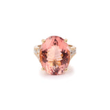Bague Cocktail Morganite 15 Carats Diamants Or Jaune 18 Carats