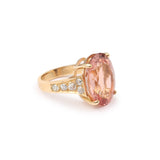 Bague Cocktail Morganite 15 Carats Diamants Or Jaune 18 Carats