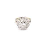 Certified Retro Diamonds 2.50 Carats Platinum Juponnée Ring