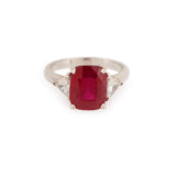 Certified Unheated 4.21 Carats Tanzanian Ruby Diamonds 18K White Gold Ring