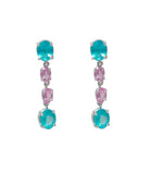 Boucles d’Oreilles Apatites Saphirs Roses Or Gris 18 Carats