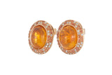 Boucles d'Oreilles Grenat Spessartite Saphirs Orange diamants Or rose 18 Carats