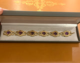 Bracelet Fin 19ème Améthystes Approx 10 Carats Or Jaune 18 Carats
