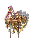 Boucheron 60 's Diamonds 1.90 Carats Ruby 18 Carats Yellow Gold Brooch