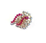 Boucheron 60 's Diamonds 1.90 Carats Ruby 18 Carats Yellow Gold Brooch
