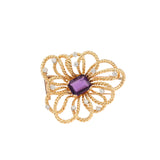 Broche Fleur Boucheron 4.43 Carats Améthyste Diamants Or Jaune 18 Carats