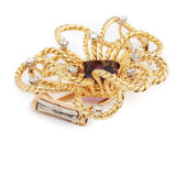 Broche Fleur Boucheron 4.43 Carats Améthyste Diamants Or Jaune 18 Carats