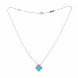 Collier Van Cleef & Arpels Alhambra Vintage Turquoise Or Gris 18 Carats