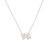 Diamond 18 Carats White Gold Ribbon Bow Necklace