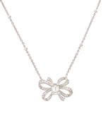 Diamond 18 Carats White Gold Ribbon Bow Necklace