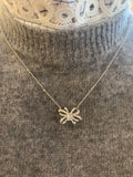 Diamond 18 Carats White Gold Ribbon Bow Necklace