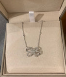 Diamond 18 Carats White Gold Ribbon Bow Necklace