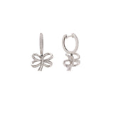 Boucles d’Oreilles Dormeuses Noeuds Diamants Or Gris 18 Carats