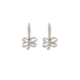 Boucles d’Oreilles Dormeuses Noeuds Diamants Or Gris 18 Carats
