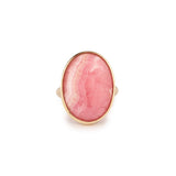 21 Carats Rhodochrosite 18 Carats Yellow Gold Ring