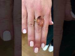 Bague Cocktail Morganite 15 Carats Diamants Or Jaune 18 Carats