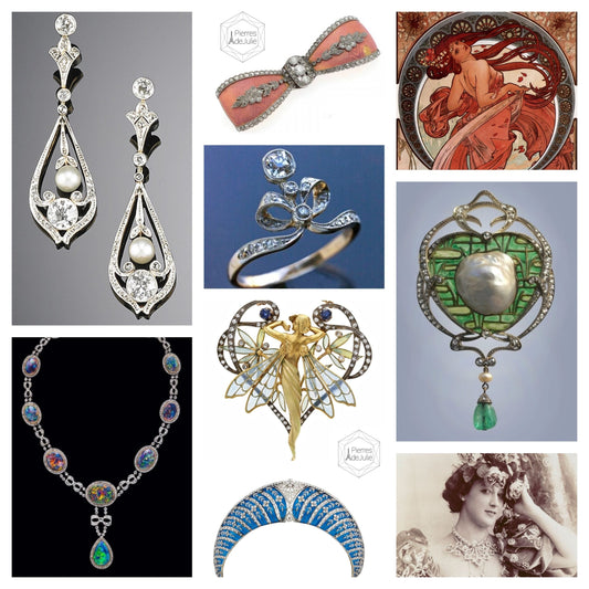 Montage photo de plusieurs bijoux belle époque 