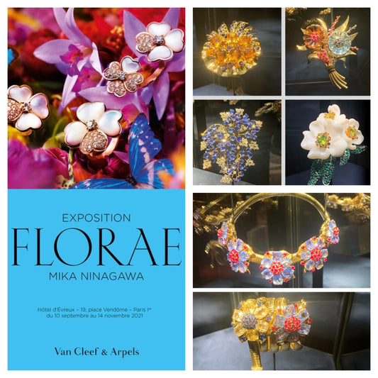 Bijoux floraux à l’exposition « Florae » de la Maison Van Cleef & Arpels