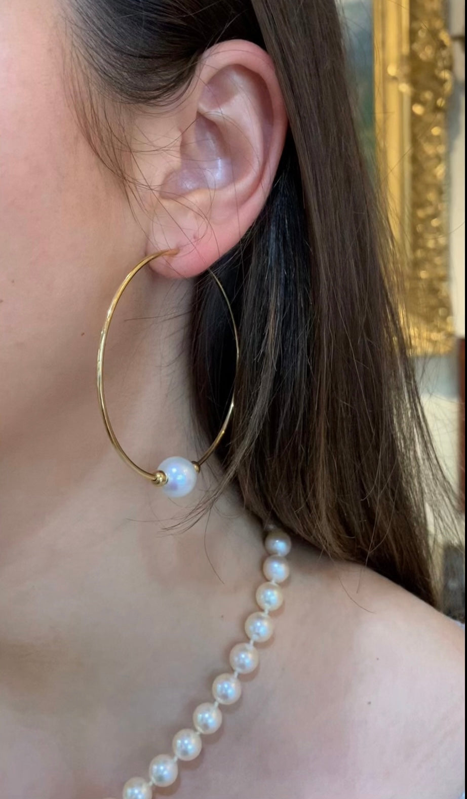 Pearls 18 Carat Yellow Gold Hoop Earrings